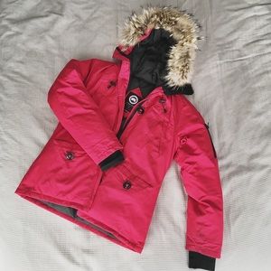 CANADA GOOSE Red parka with coyote fur